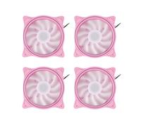 4X Apertura del Ventilador de Enfriamiento de 12Cm Interior y Exterior LED Rosa Claro Silencioso Ventilador de Enfriamiento RGB para Computadora de