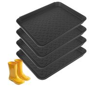 4X Bandeja para Zapatos - Set de bandejas de Goteo para secar y almacenar Calzado - Bases con Borde Elevado para escurrir Botas Bambas -35 x 27,5 x 3 cm