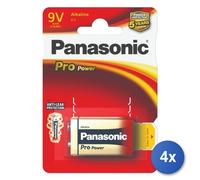 4X Batería 9V Marca Panasonic Modelo 6LR61/9V Alcalina