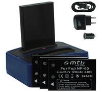 4X Batería + Cargador Doble (Enchufe+Coche+USB) Compatible con Drift HD (1080p), HD170 (Stealth), HD720 / Compatible con Toshiba Camileo H20 ... / Compatible con Ricoh Caplio RR10 UVM…