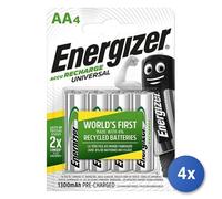 4x Batería Estilo AA Recargable Energizer E301376005 RECHARGE UNIVERSAL