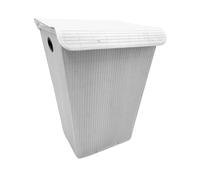 4x Buri Arcón para Ropa Con Saco + Tapa Blanco 55L Cesta Bambú 45x60x33cm