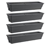 4x BURI Blumenkasten 100cm Balkonkasten Selbstbewässerung 25L Grau Extra