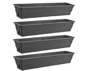 4x BURI Blumenkasten 100cm Balkonkasten Selbstbewässerung 25L Grau Extra