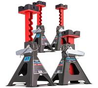 4X Caballetes de apoyo 3T con pinza de seguridad - 4 piezas de gato elevador de pie - Altura ajustable de 275-430 mm - con soporte de goma y doble bloqueo para coches y vehículos