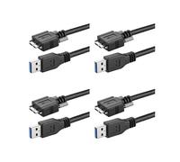 4X Cable de Extensión USB 3.0 Tipo A Macho A Micro-B Macho para Cámara, Cable USB 3.0 AM/Micro-B con Tornillos de Bloqueo, 1,5 M