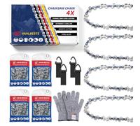 4x Cadenas de Motosierra 3/8" 1,1 mm 40 Eslabones 25 cm para GE-LC 18/25 Li | Compatible con Einhell GC-LC 18 Li, Worx WG322, Husqvarna 436Li, Makita DUC254Z, Ryobi CS1800, Echo, Oregon etc, 1 Guantes