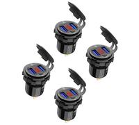4X Cargador de Coche USB de Carga Rápida 3.0 Dual 12V, Enchufe de Aluminio con Botón de Interruptor Y Voltímetro Digital Rojo, Impermeable