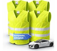 4x chalecos de alta visibilidad coche 2026 y 2027: chaleco de seguridad ISO20471 amarillo neón - coches y camiones - chalecos reflectantes contra pinchazos y accidentes - accesorios para el coche