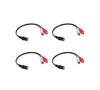 4X Chapado en Oro de 3,5 mm Jack Hembra A 2 Hembra Jacks Estereo Adaptador Divisor de Audio RCA (15cm) Negro