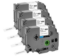 4x Compatible para Brother P-touch Tapes Etiqueta Reemplazo 12mm 0.47 Negro sobre Blanco Laminada para Tze-231 TZe231 Tz 231 Tzc231 para P-Touch PT-H100lb PT-H105 PT-D210 PT-E110 PT-1010 PT-1000