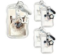4X Cute Photocard Holder, Portable Transparent Silicone Sleeve, photocard h | Photocard Keychain For - Fan Student Concert Event Home School Office