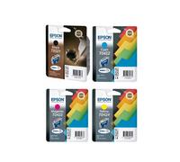 4X en Conjunto de - Epson Cartuchos de Impresora T0422/T0423/T0424/T0321 para Epson Stylus C 82 C82 82N 82WN Cartuchos de Tinta Incl. 10 Blatt Papel Fotográfico 10x15cm (240 G/M ²)