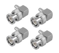 4X Enchufe Macho BNC En ángulo Recto Crimp para RG58 RG400 RFC195 Conector Adaptador Coaxial RF, Plateado
