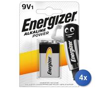 4x Energizer Alkaline Power Batería Desechable 9V Alcalina