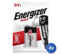 4x Energizer Max - Batería Alcalina Desechable De 9V