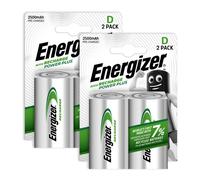 4X Energizer Recargable Tamaño D Baterías Recarga Potencia Nimh 2500mAh LR20