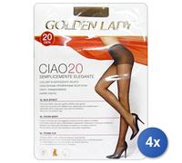 4X Golden Lady Medias Elásticas 20 Den Negro Talla 2
