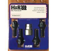 4x H&R Cerraduras De Llantas Kegelbund M12x1,5x28 1252801KEY4 Kegel 60° Negro
