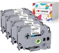 4x Hehua Compatible con Brother Tze 12mm Laminada Etiquetas TZe-231 TZe231, para P-Touch PT-1000 P700 1280 GL-H100 GL-H105 (Negro sobre Blanco, 12mm x 8m)