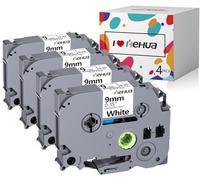 4x Hehua Compatible con Brother TZe-221 Tz-221 Tze221 Tz221 Negro sobre Blanco Etiqueta, Reemplazo para Tze 9mm 0.35 para PT-H100LB PT-P300BT PT-1010 GL-H105 PT-H100R PT-H108GT PTH107B (9mm x 8m)