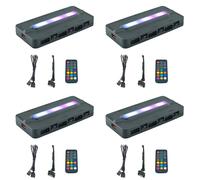 4X HUB PWM Ventilador 4 Pines y 5 V/3 Pines ARGB, Controlador Temperatura Ritmo Musical 1 A 6, Control Remoto del Ventilador Refrigeración Aura Sync,