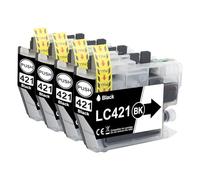 4X LC421 LC421XL Cartuchos de Tinta Negra para Impresora Compatibles con Brother LC421 LC421XL LC-421XL LC-421XLVAL LC421XLVAL para la Impresora Brother DCP-J1050DW MFC-J1010DW DCP-J1140D