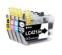 4X LC421 LC421XL Paquete de Cartuchos de Valor Compatibles con Brother LC421 LC421XL LC-421XL LC-421XLVAL para Brother DCP-J1050DW MFC-J1010DW DCP-J1140DW (1 Negro, 1 Cian, 1 Amarillo, 1 Magenta)