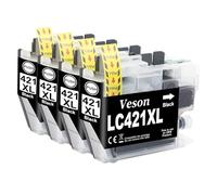 4X LC421XL LC-421XLVAL Negro Cartuchos de tinta Value Pack Compatible con Brother LC421 LC421XL LC-421XL LC-421XLVAL LC421XLVAL Cartucho de tinta para Brother DCP-J1050DW MFC-J1010DW DCP-J1140DW