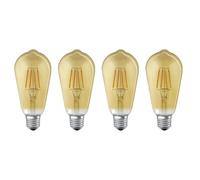 4X LED Smart + Filamento Edison ST64 6W = 53W E27 Oro 680lm Extra Blanco Cálido
