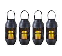 4x LED Solar Linterna Con Vela Centelleante Farol Impermeable Lámpara Colgante