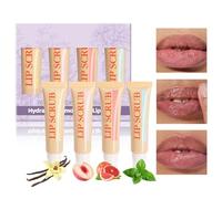 4X Lip Scrub Kit - Lip Exfoliant Lip Scrubber Moisturizing | Lip Care Products Lip Plumper, Lip Scrubs Set, Lip Exfoliator For Dry Cracked Lips, Stocking Stuffers