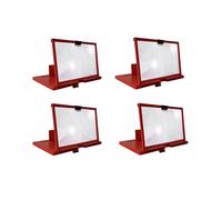 4X Lupa de Pantalla de Teléfono Móvil 12 Pulgadas 3D HD Video Amplificador Soporte con Juegos Películas Soporte de Escritorio Plegable Rojo