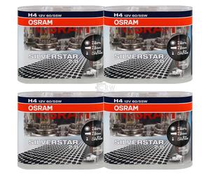 4x Osram SilverStar 2.0 +60% DUO Pack H4 Halógeno 12V 60/55W P43t