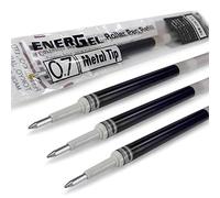 4X Pentel Energel 0.7mm Recambio Punta Metálica LR7 - para Energel XM, BL77/BL57/BL37 - Negro