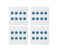 4X Placa de Pared Ethernet 8 Puertos - Doble Banda Cat6 RJ45 Conector Cable de Red Placa Frontal Hembra una Hembra - Azul