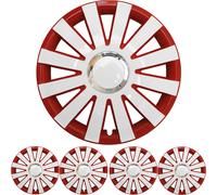 4x Premium Diseño Tapacubos Kit" Ónice "15 Pulgadas en Rojo/Blanco