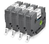 4X Pristar 9mm Compatible Cinta Adhesivo Extra Fuerte para TZe-S221 TZeS221 TZ Laminada Súper Adhesiva Etiquetas Negro sobre Blanco para PT-H100 H110 E110 D400 H105 D200BW 1010 H108 1000 H107B