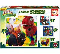 4x Puzzles Progresivos Dino Spidey 12-25 - EDUCA