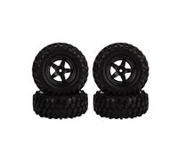 4x Rc1: 10 Rock Crawler Plastic 5-spoke Wheel Rim & Gravel Shape Rubber Tires