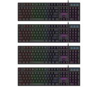 4X RGB LED Gaming QWERTZ Teclado Negro USB Teclado Iluminado Alemán