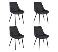4x silla tapizada capitoné de terciopelo sj.0488 negro