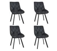 4x silla tapizada capitoné de terciopelo sj.33 negro