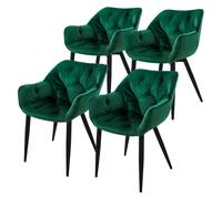 4x Sillas de terciopelo grueso verde oscuro asiento ergonómico para salón/cocina