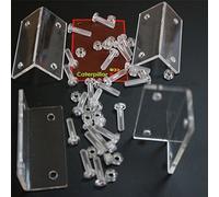 4x soportes en L, acrílico transparente 2,5 mm + 20 tornillos M5 | 70 mm, 4x, 2,5 mm, +20 M5: Escuadras acrílicas transparentes: fijación discreta para estantes, vitrinas y muebles