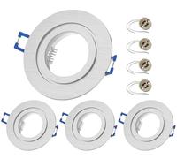 4x Sweet LED marco empotrable incluido casquillo GU10 - IP44 focos empotrables para baño, focos LED empotrables redondos de aluminio - Ø 84mm, plateado