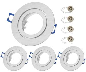 4x Sweet LED marco empotrable incluido casquillo GU10 - IP44 focos empotrables para baño, focos LED empotrables redondos de aluminio - Ø 84mm, plateado
