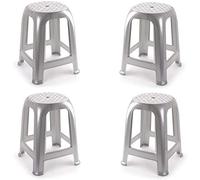 4X Taburete Silla de plástico Asiento apilable Banco jardín Camping Playa Gris