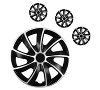4X Tapacubos 16" Para Discos 16 Pulgadas Negro / Plateado Nuevo Lote De 4 Pcs