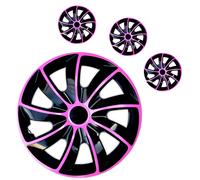 4X Tapacubos De 15" Para Discos De 15 Pulgadas Rosa / Negro Nuevo Lote De 4 Pcs